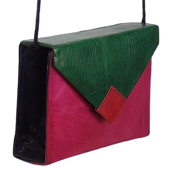 Vintage Multi Royal Colored Leather Mini Crossbody Bag Made in Tokyo - Picture 4 of 13